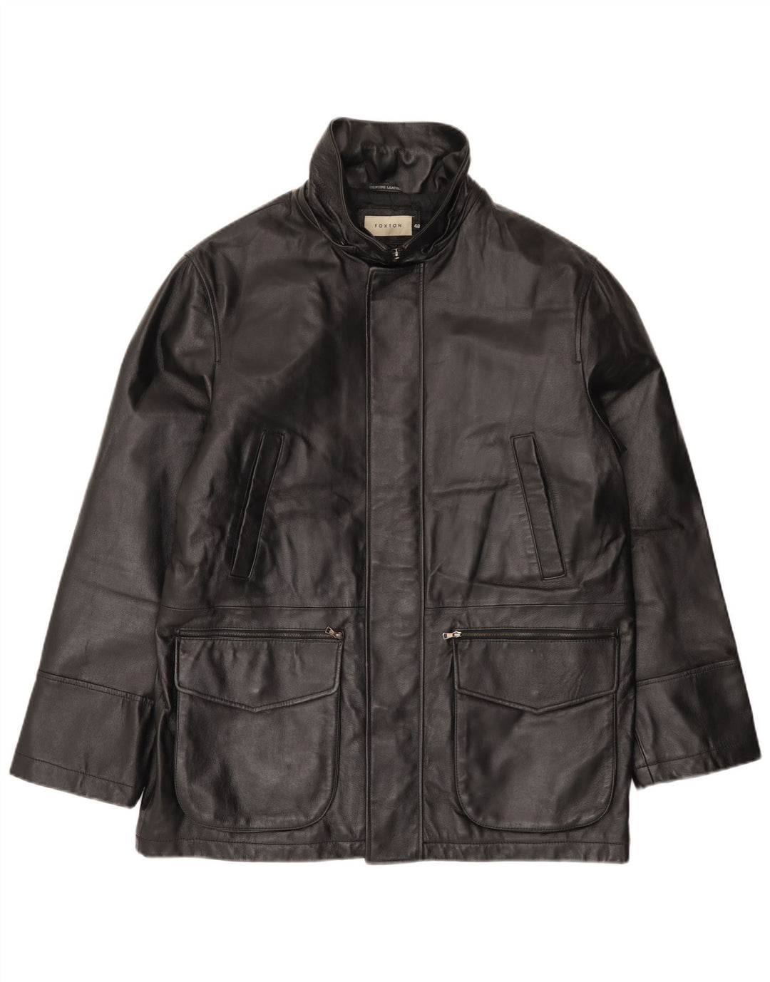 VINTAGE Mens Leather Jacket IT 48 Medium Black Leather