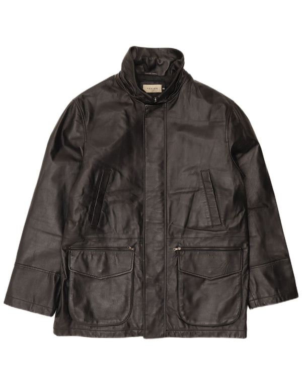 VINTAGE Mens Leather Jacket IT 48 Medium Black Leather