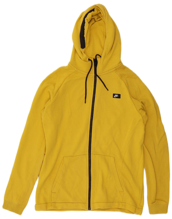 Nike Mens Zip Hoodie Sweater Medium Yellow Cotton