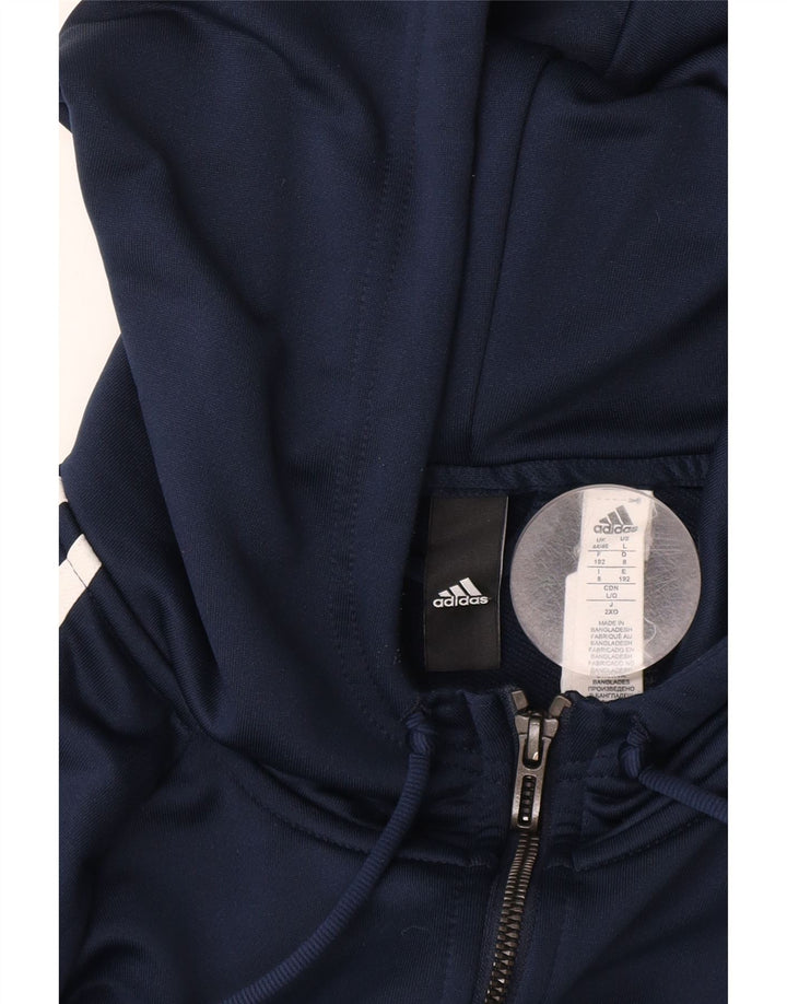 ADIDAS Mens Zip Hoodie Sweater UK 44/46 Large Navy Blue Colourblock