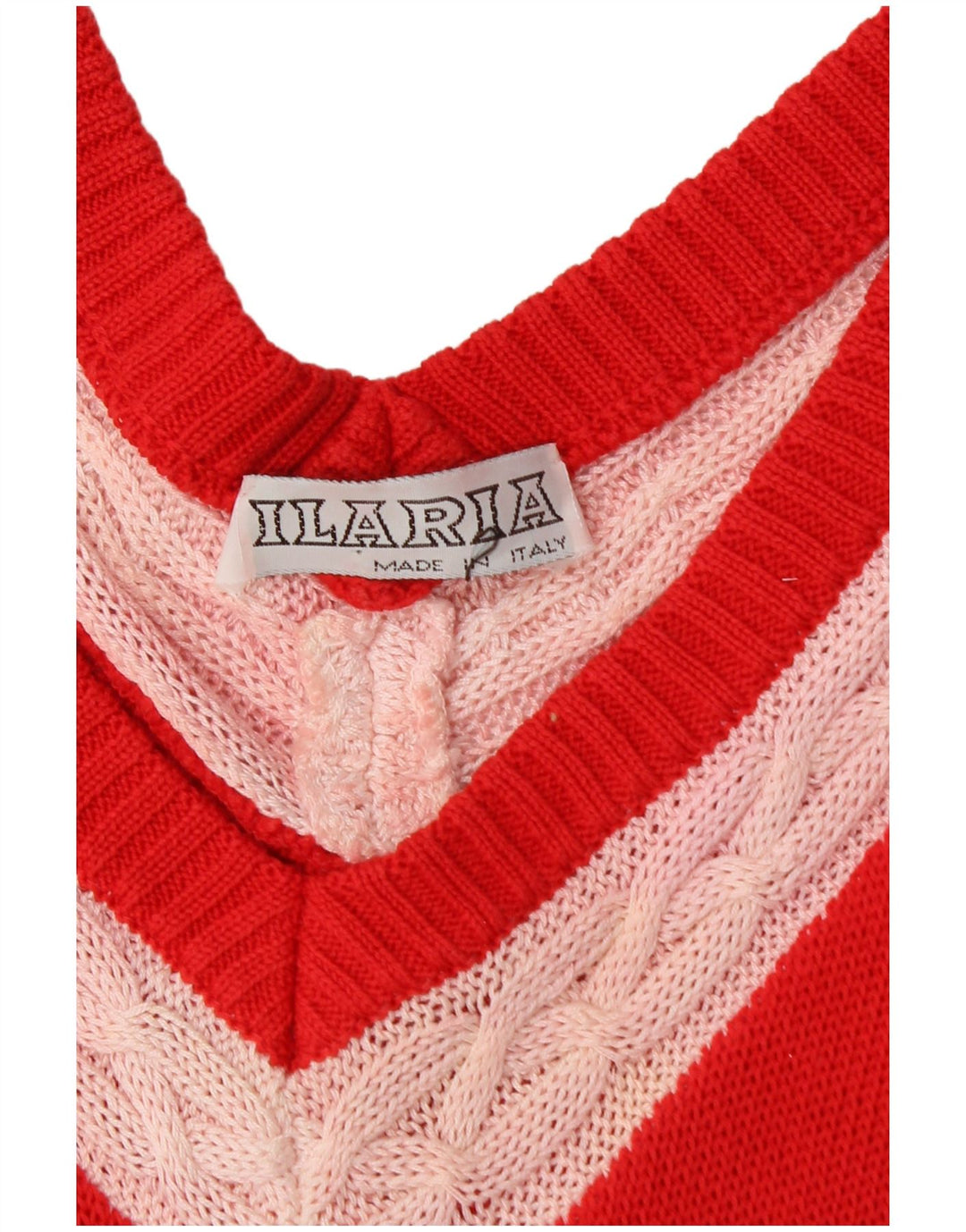 VINTAGE Womens Longline V-Neck Jumper Sweater UK 18 XL Red Colourblock