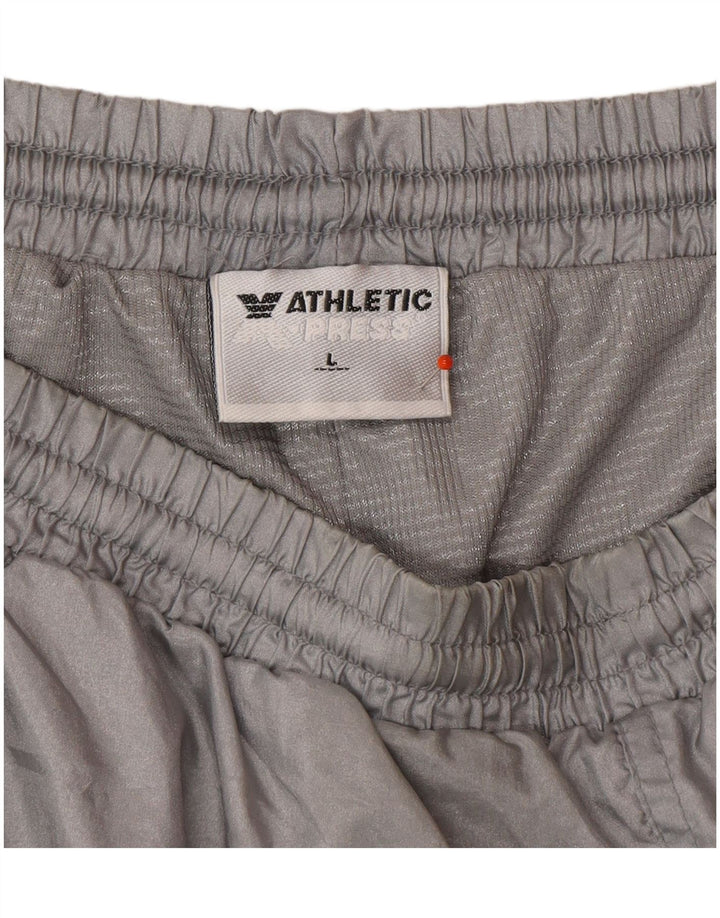 VINTAGE Mens Tracksuit Trousers Joggers Large  Grey Polyester