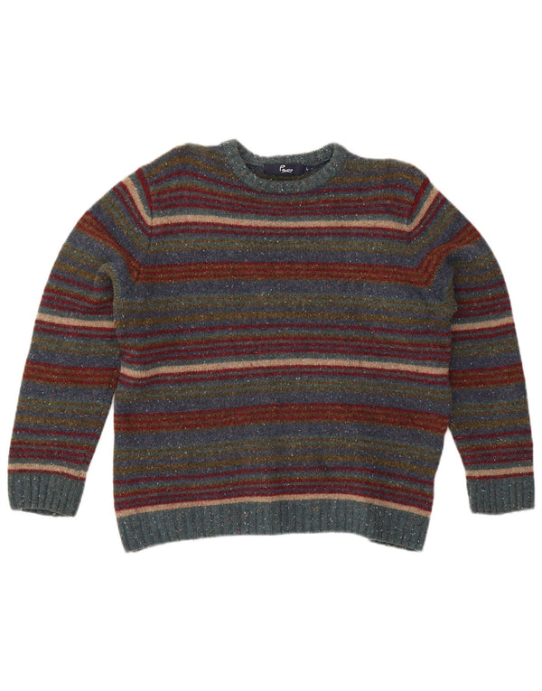 Paco Womens Crew Neck Jumper Sweater UK 16 Large Multicoloured Striped Wool