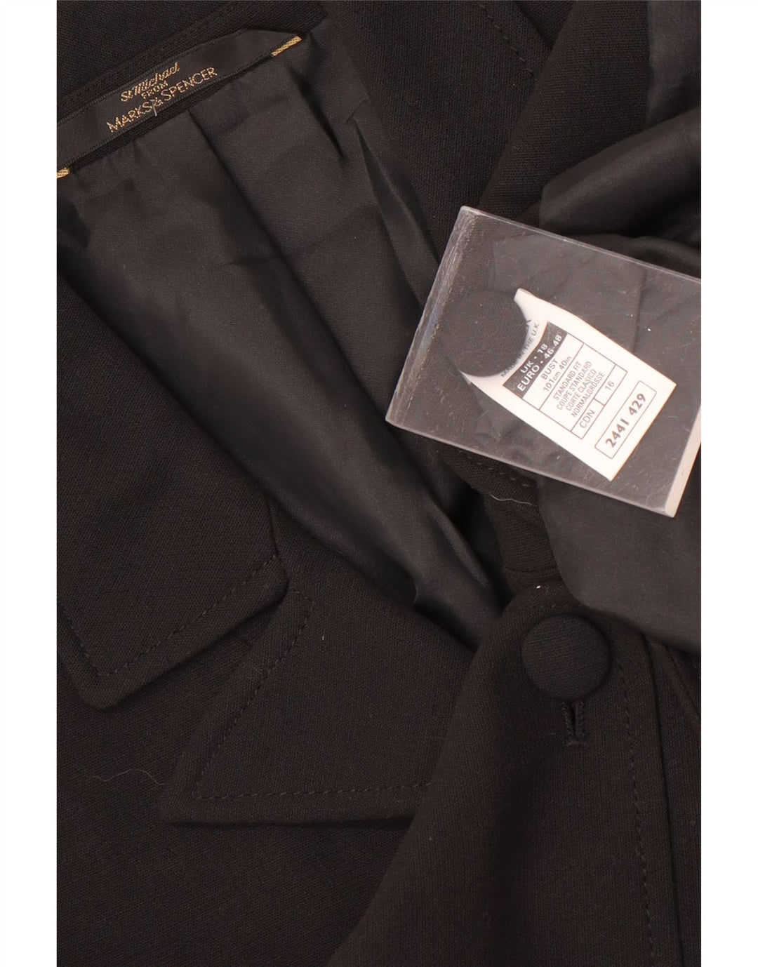 Marks & Spencer Womens St. Michael Overcoat UK 18 XL Black Polyester