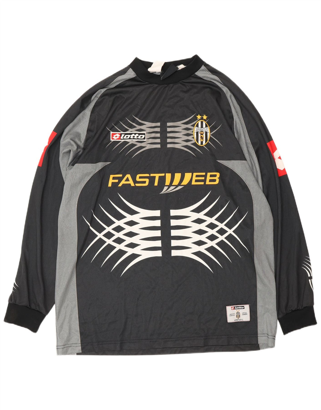 LOTTO Mens  Juventus 2001-2002 Home Graphic Jersey Top Large Black Sports