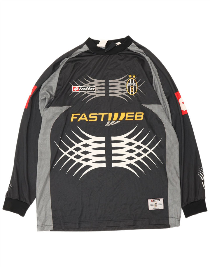 LOTTO Mens  Juventus 2001-2002 Home Graphic Jersey Top Large Black Sports