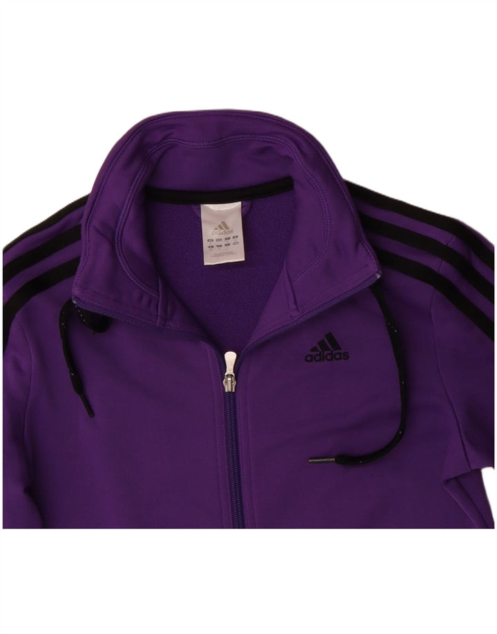 ADIDAS Womens Tracksuit Top Jacket UK 10 Small Purple Polyester