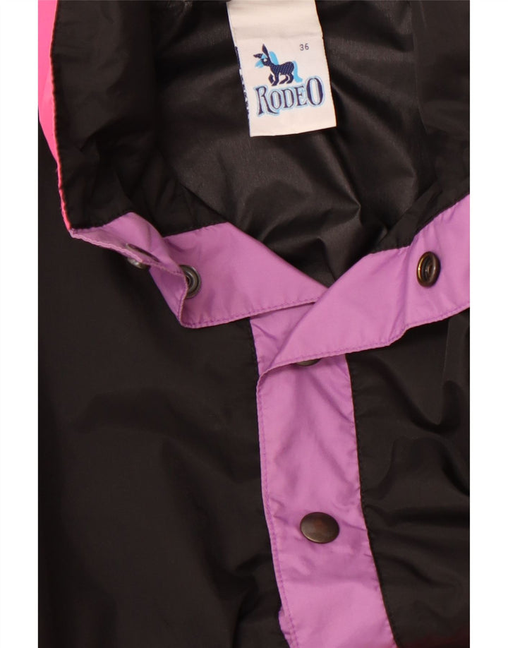 RODEO Mens Hooded Anorak Jacket UK 36 Small Black Colourblock Nylon