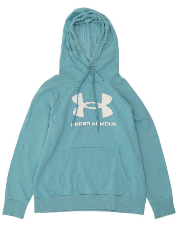 UNDER ARMOUR Womens Oversized Hoodie Jumper UK 14 Medium Blue Flecked