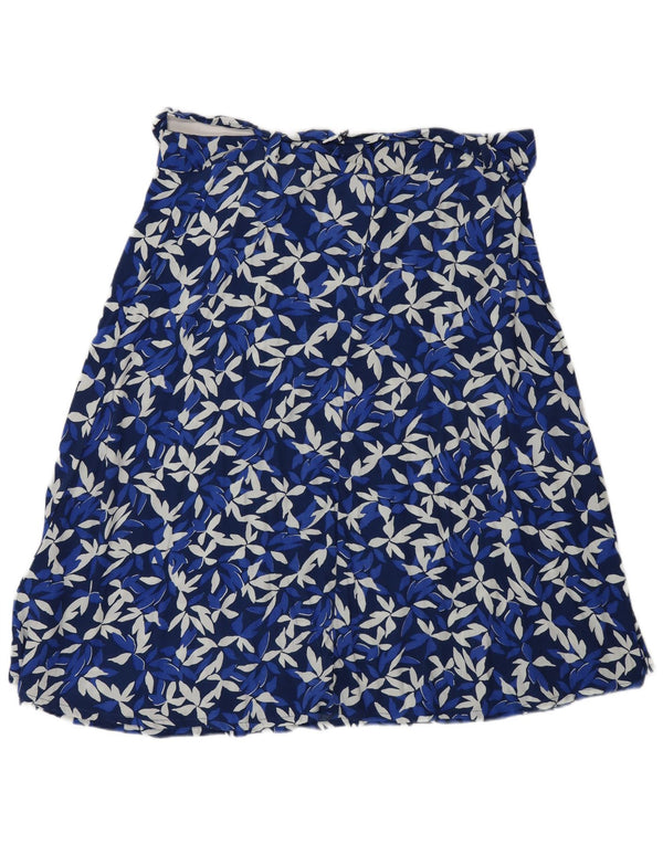 CREW CLOTHING Womens A-Line Skirt UK 18 XL W38  Blue Floral Viscose