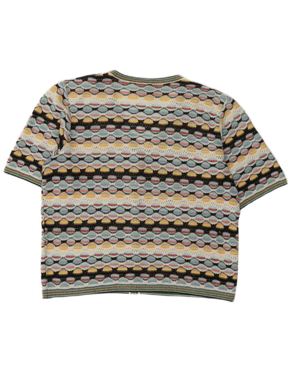 Vintage Womens Cardigan Sweater UK 14 Large Multicoloured Geometric