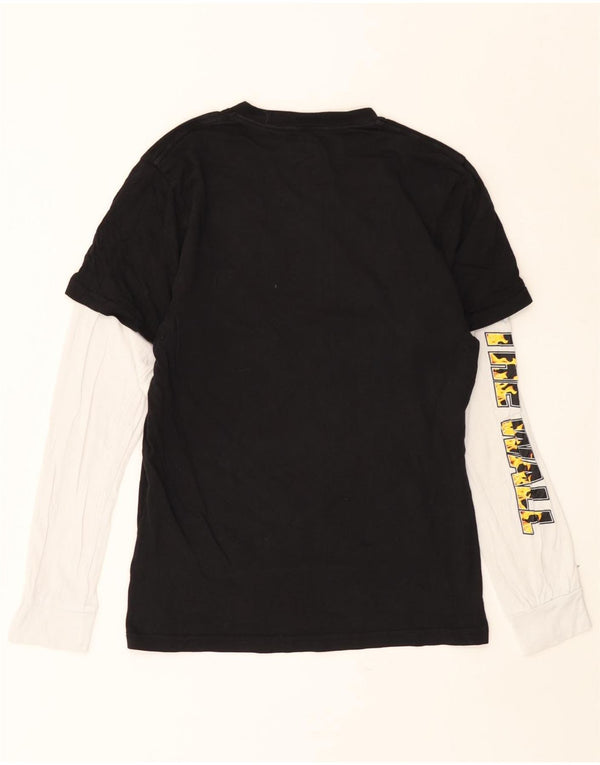 VANS Boys Graphic Top Long Sleeve 13-14 Years XL Black Colourblock