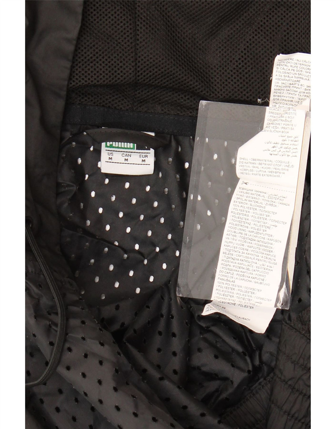 PUMA Mens Graphic Hooded Tracksuit Top Jacket Medium Black Polyester