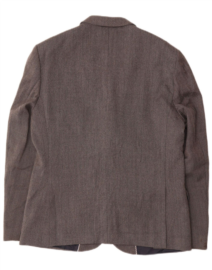 Marks & Spencer Mens 2 Button Slim Fit Blazer Jacket UK 42 Large Grey Wool