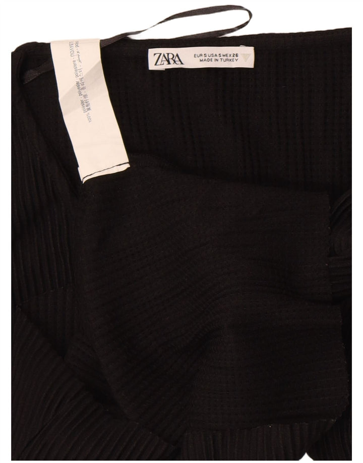 Zara Womens Crop Blouse Top UK 8 Small Black Polyester