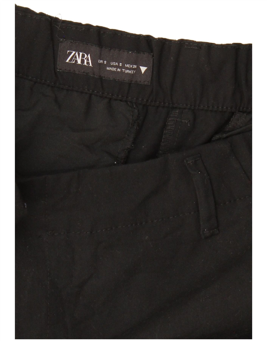 ZARA Womens Wide Leg Chino Trousers Small W26 L26 Black