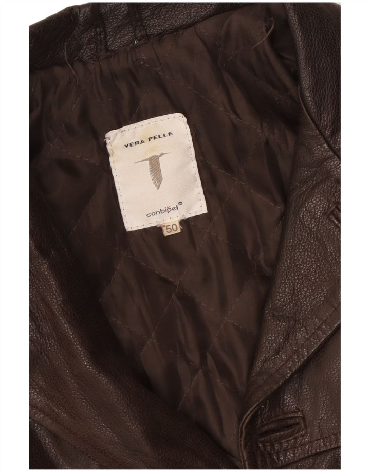 Conbipel Mens Leather Jacket IT 50 Large Brown Leather