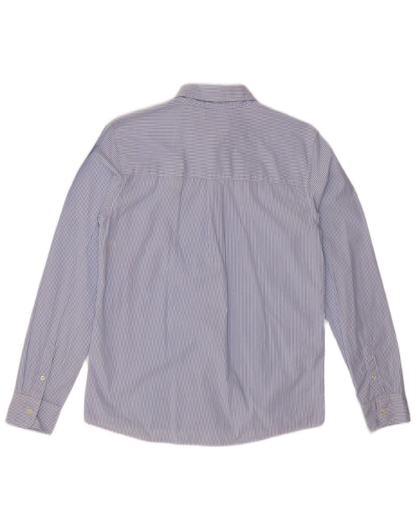 BENETTON Boys Shirt 13-14 Years 3XL Blue Pinstripe Cotton