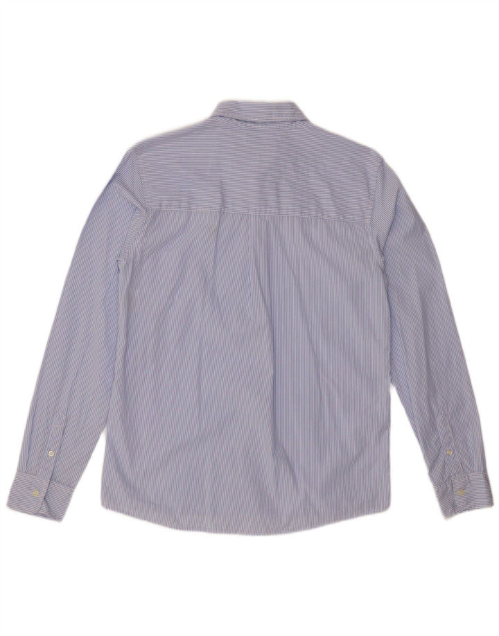 BENETTON Boys Shirt 13-14 Years 3XL Blue Pinstripe Cotton