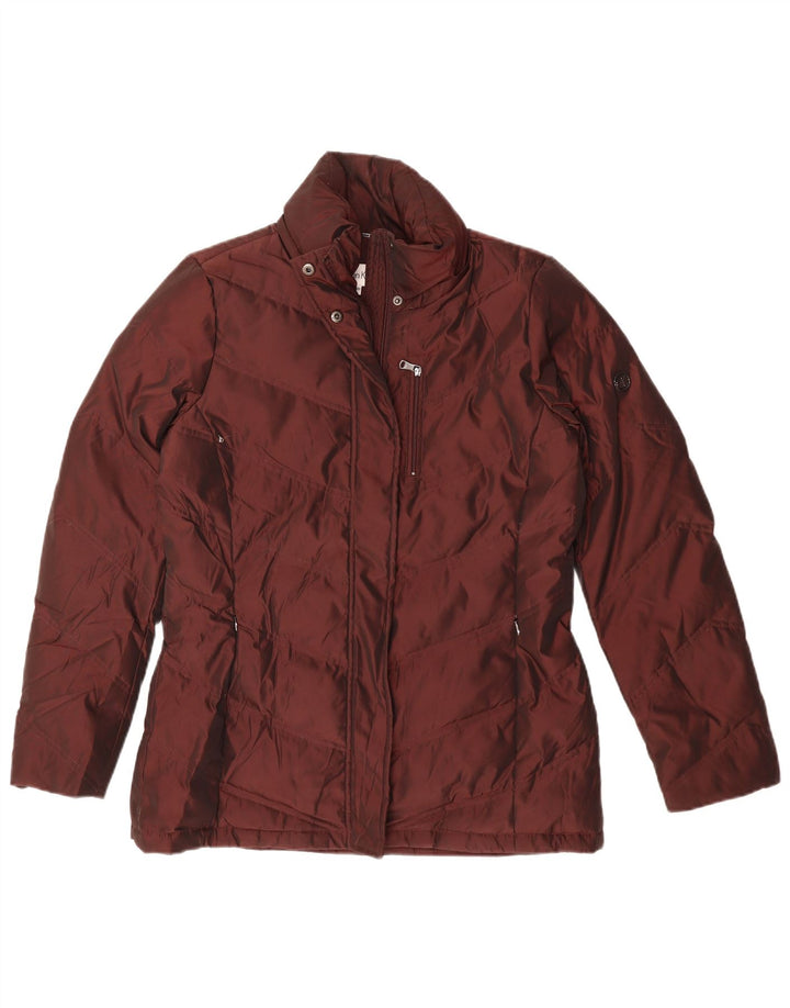CALVIN KLEIN Womens Padded Jacket UK 14 Medium Maroon Polyester