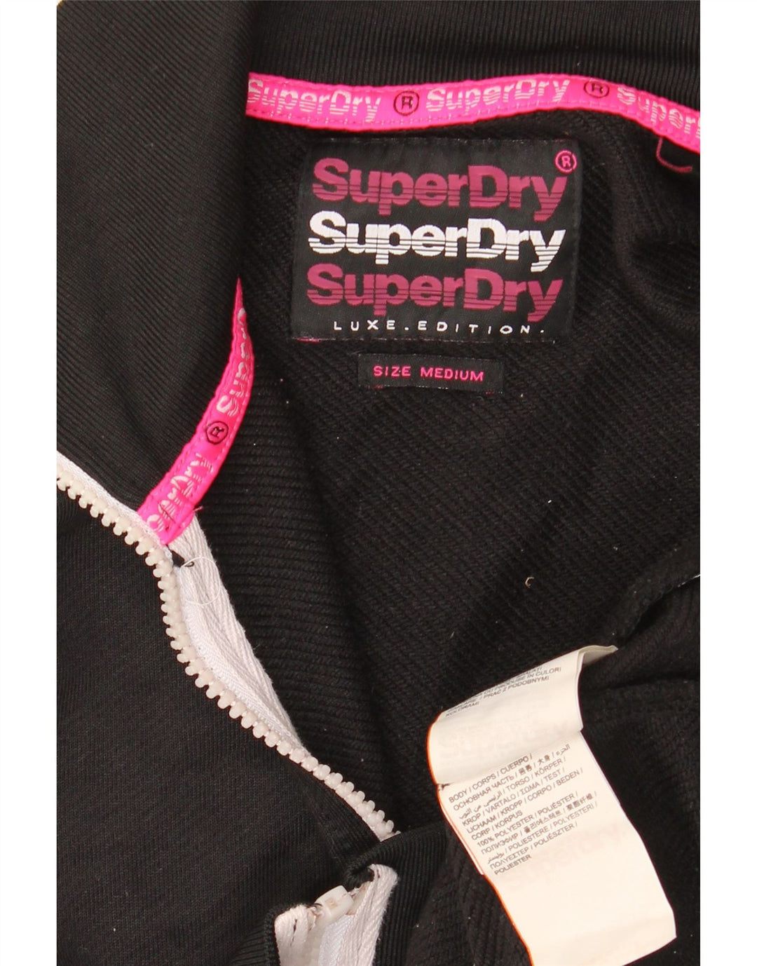 SUPERDRY Womens Tracksuit Top Jacket UK 14 Medium Black Colourblock