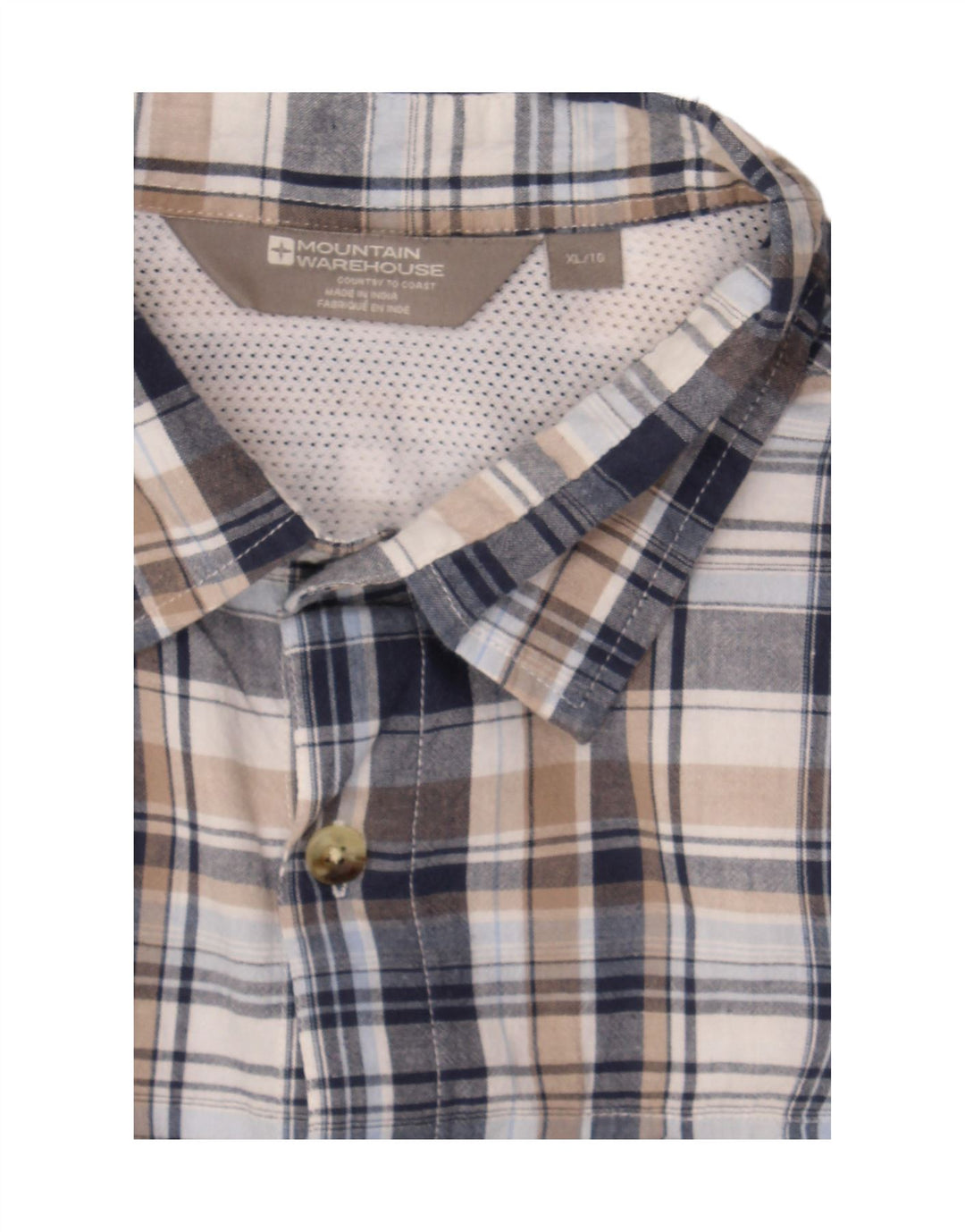 MOUNTAIN WAREHOUSE Mens Short Sleeve Shirt XL Multicoloured Check Cotton