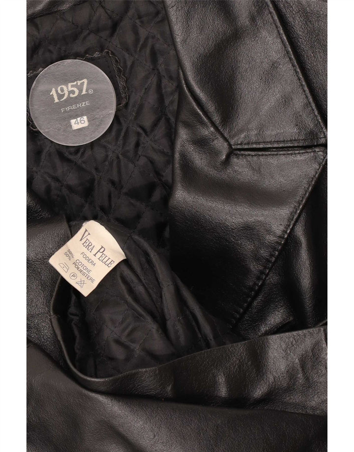 Vintage Womens Leather Coat IT 46 Large Black