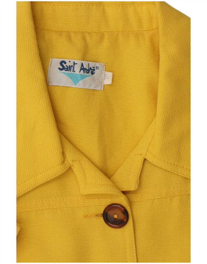 VINTAGE Womens 5 Button Short Sleeve Blazer Jacket IT 44 Medium Yellow