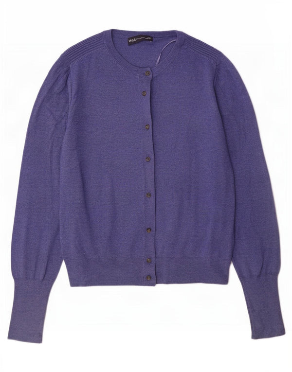 Marks & Spencer Womens Cardigan Sweater UK 12 Medium Blue Viscose