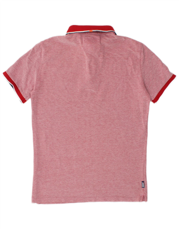 SUPERDRY Mens City Fit Polo Shirt Medium Red Flecked Cotton