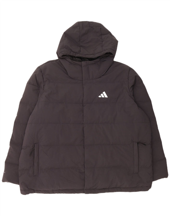 Adidas Mens Hooded Padded Jacket UK 46 3XL Black Polyester