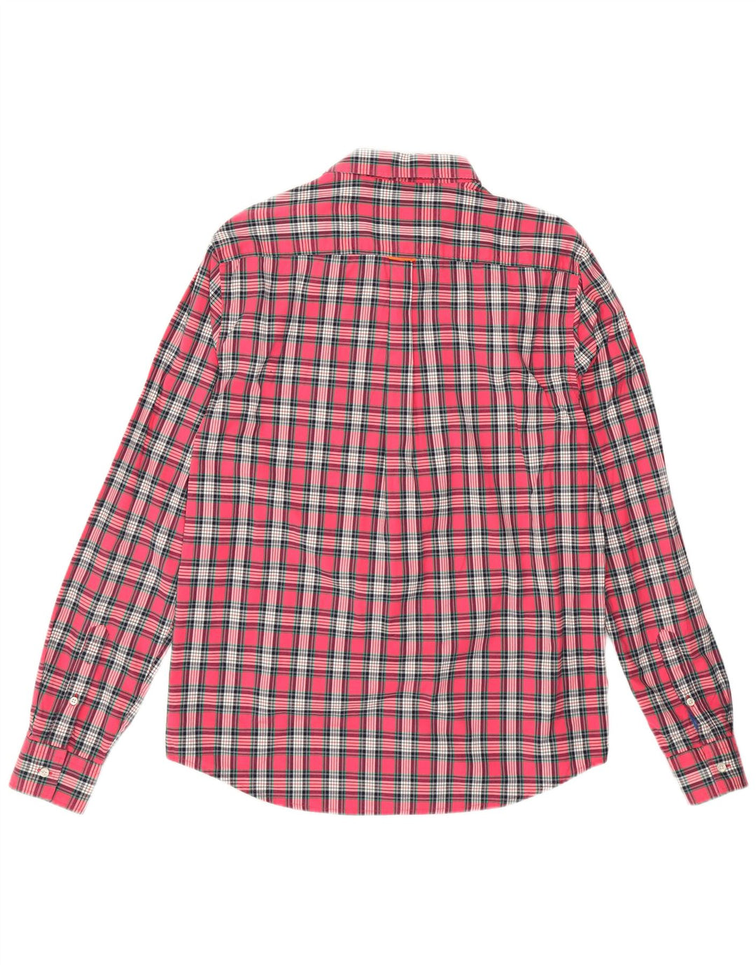 SUPERDRY Mens Regular Fit Flannel Shirt Large Pink Check Cotton