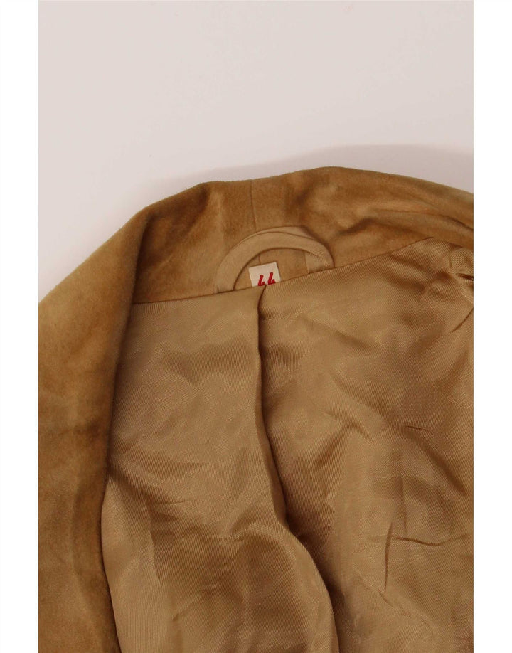 Vintage Womens Double Breasted Suede Blazer Jacket IT 44 Medium Beige