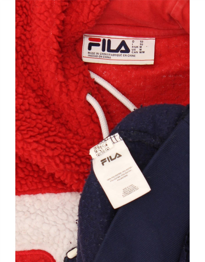 FILA Mens Graphic Hooded Fleece Jumper Medium Multicoloured Colourblock