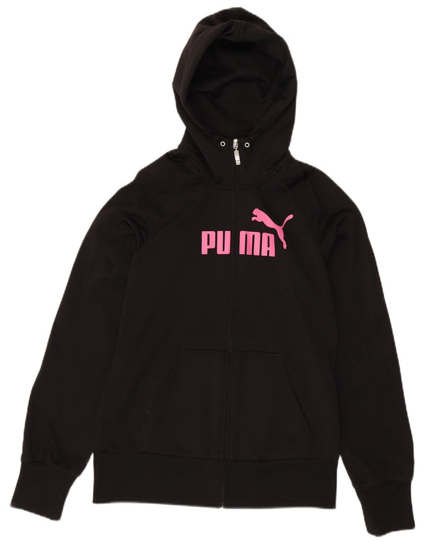 Puma Womens Graphic Zip Hoodie Sweater UK 16 Large  Black Polyester