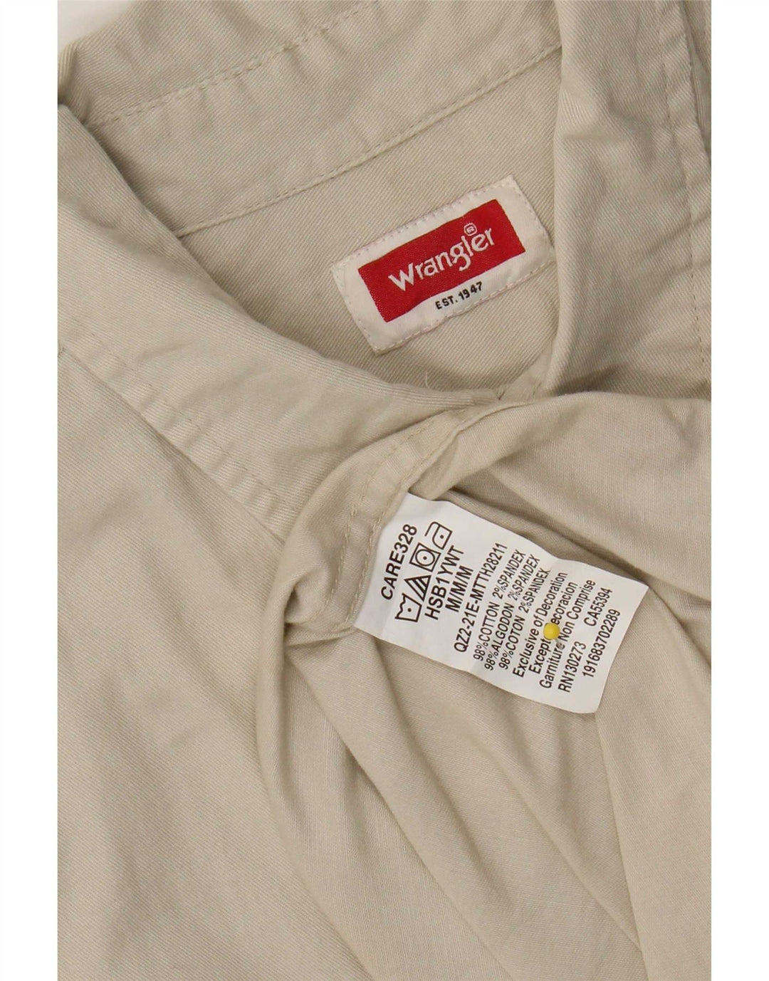 Wrangler Mens Sleeveless Shirt Medium Beige Cotton