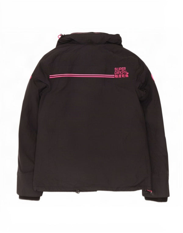 Superdry Womens Windcheater Graphic Windbreaker Jacket UK 16 Large Black