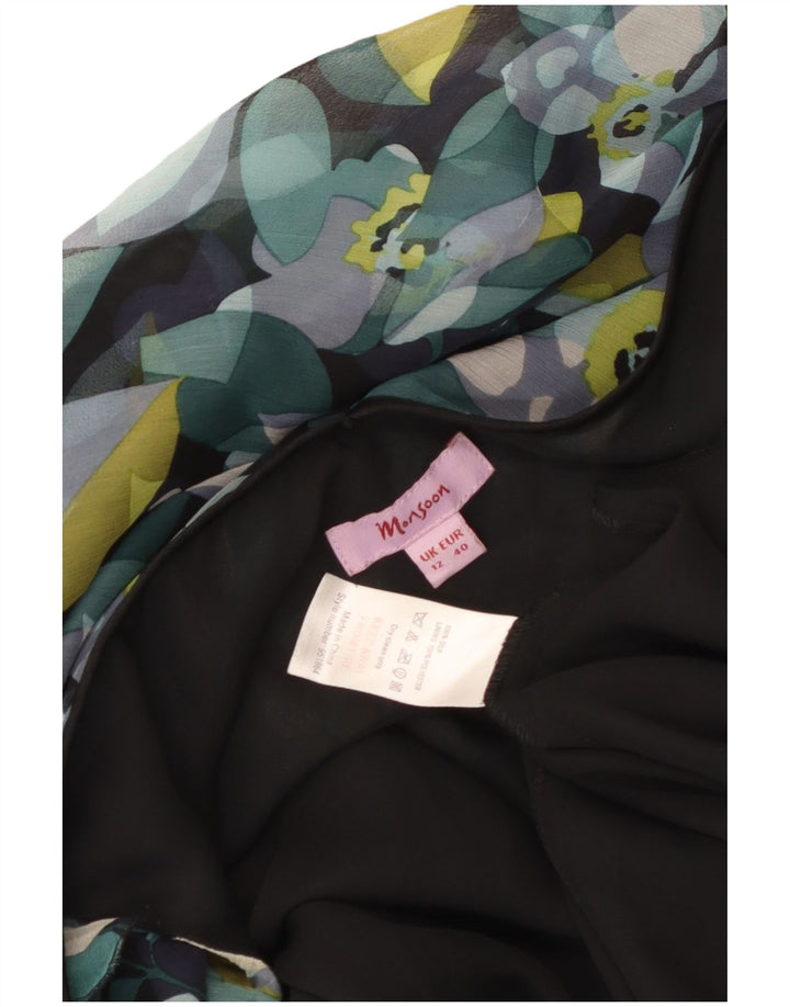 Monsoon Womens Sundress UK 12 Medium Black Floral Silk