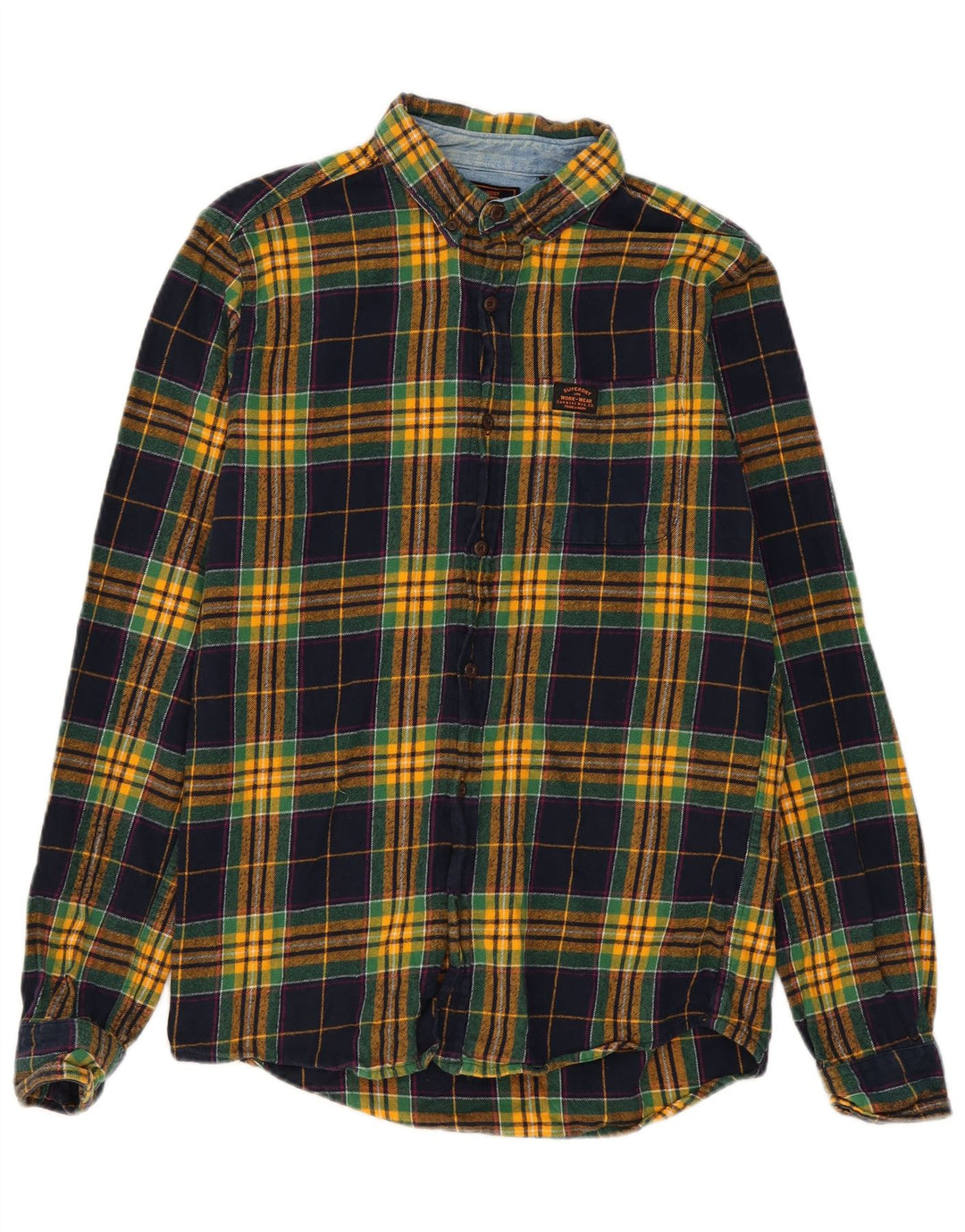 Superdry Mens Checked  Flannel Shirt Medium Multicoloured Plaid Cotton