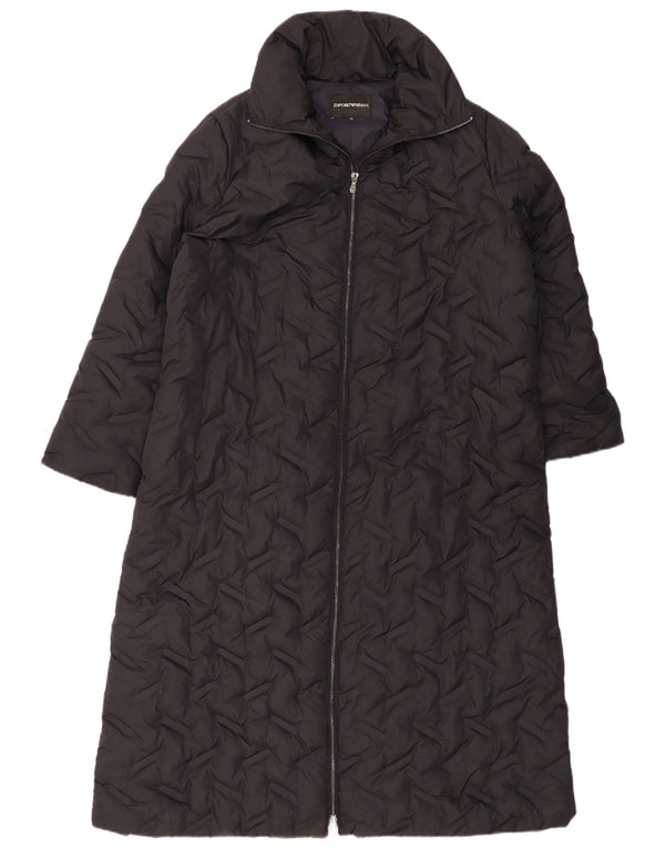 Emporio Armani Womens Quilted Padded Coat IT 42 Medium Black Polyester