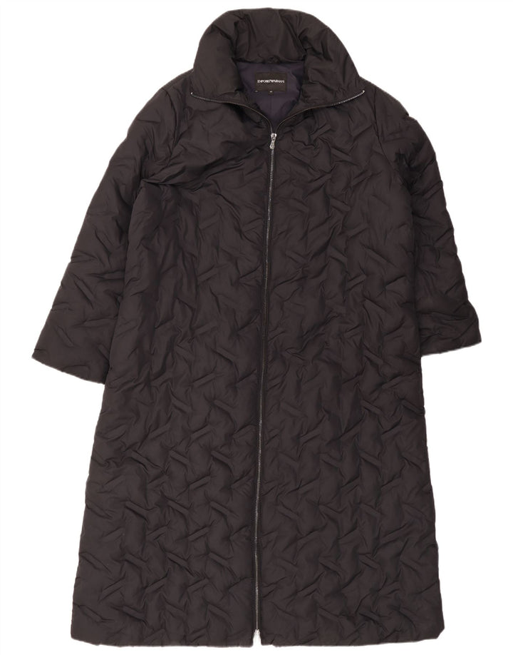 Emporio Armani Womens Quilted Padded Coat IT 42 Medium Black Polyester