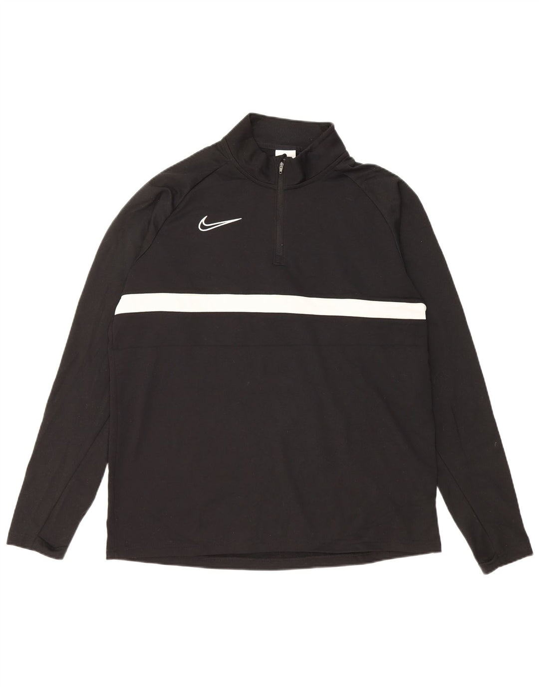 Nike Mens Dri Fit Zip Neck Pullover Tracksuit Top Large Black Colourblock