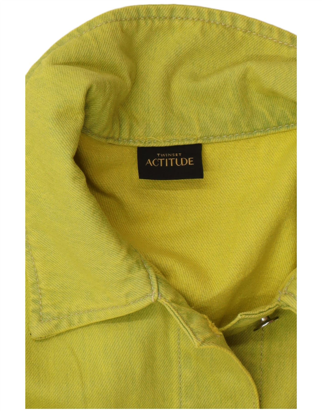 TWINSET Womens Oversized Denim Jacket UK 10 Small Green Cotton Modern