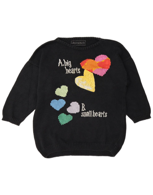 Uta Raasch Womens Graphic Crew Neck Jumper Sweater UK 14 Medium Black Heart