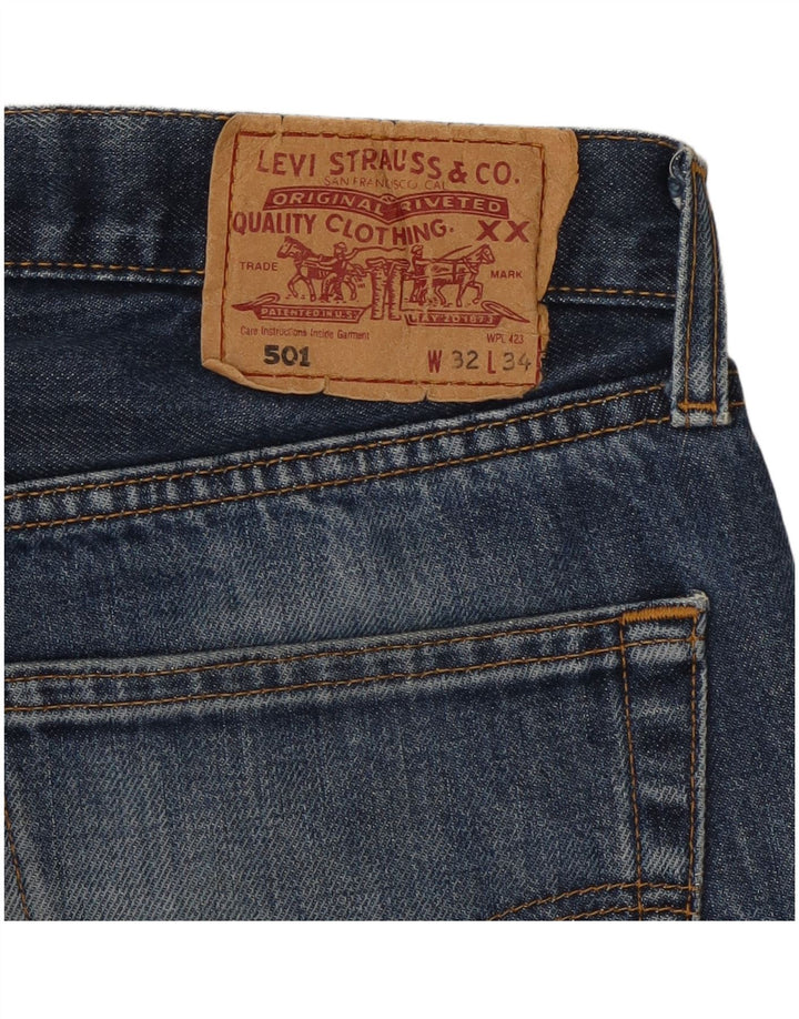 LEVI'S Mens 501 Denim Bermuda Shorts W32 Medium Blue Cotton