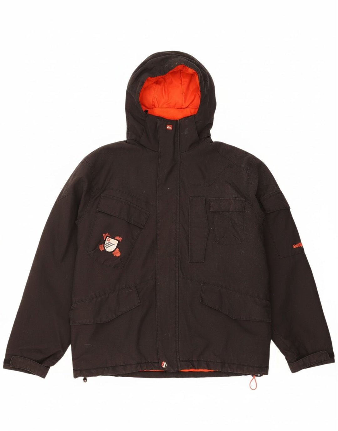 QUIKSILVER Boys Hooded Windbreaker Jacket 13-14 Years Black Polyamide