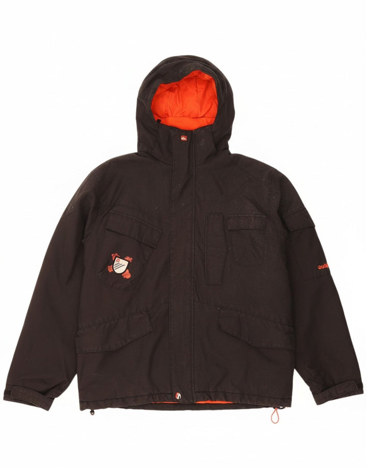 QUIKSILVER Boys Hooded Windbreaker Jacket 13-14 Years Black Polyamide