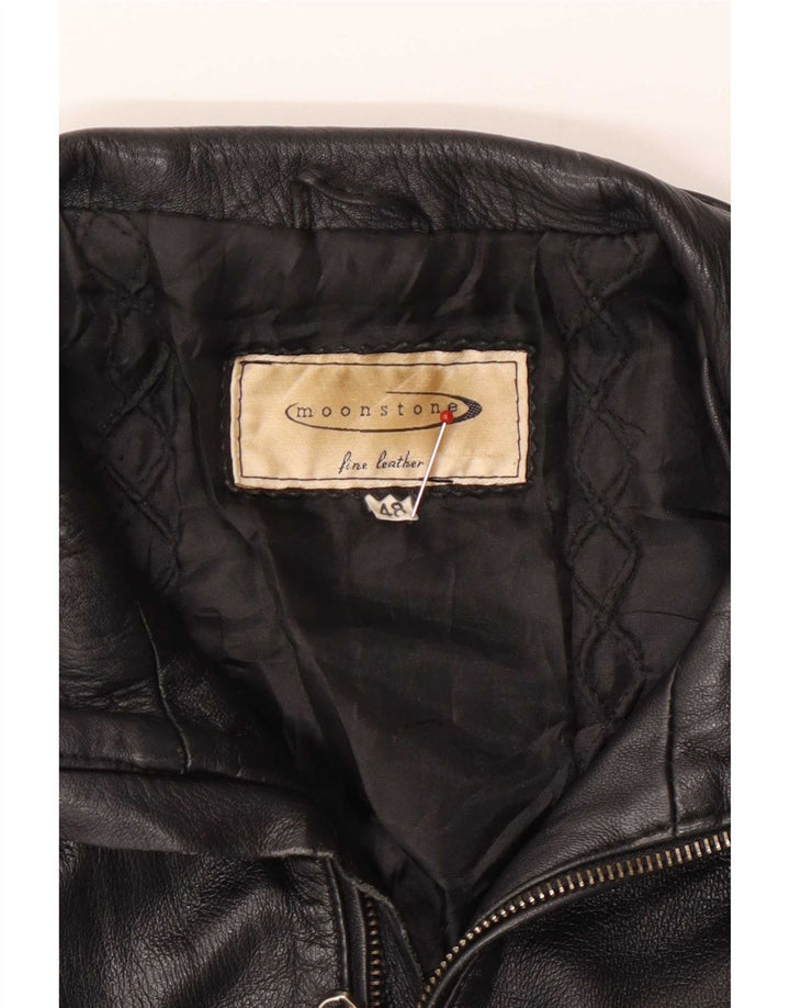 Moonstone Womens Crop Leather Jacket IT 48 XL Black