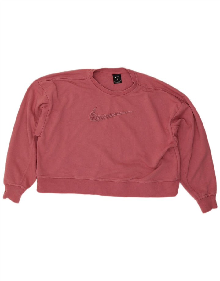 Nike Womens Oversized Crop Graphic Sweatshirt Jumper UK 14 Medium Pink