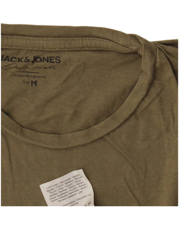 JACK & JONES Mens T-Shirt Top Medium Khaki Cotton